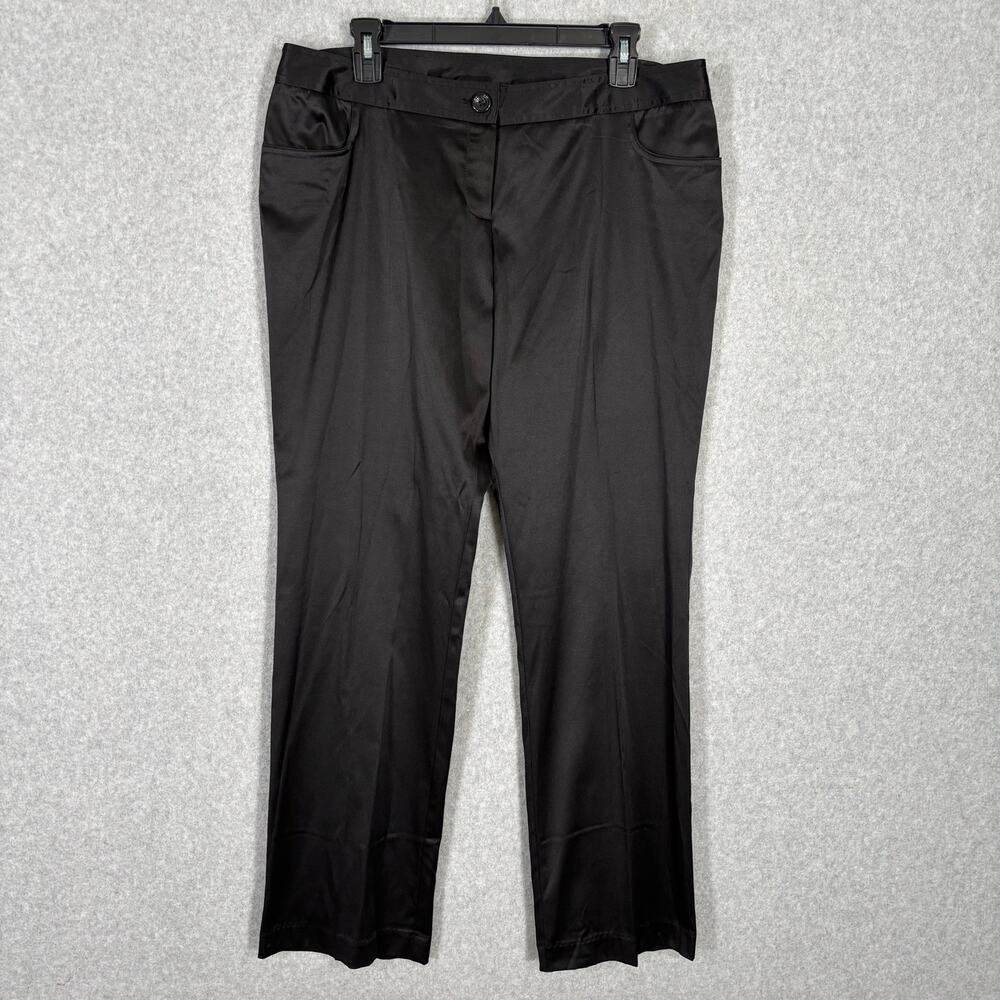 Satin Pants Womens Size 15 Black Mid Rise Straight Tuxedo Goth Witchy Party